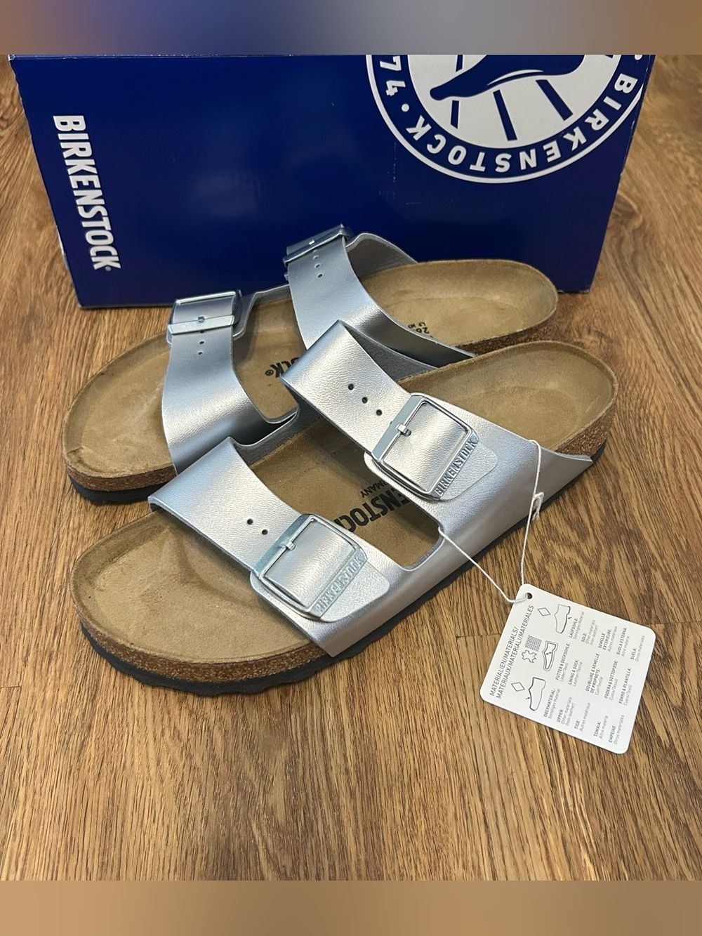 BIRKENSTOCK Arizona silver sandals shoes women’s eur 40 new in box